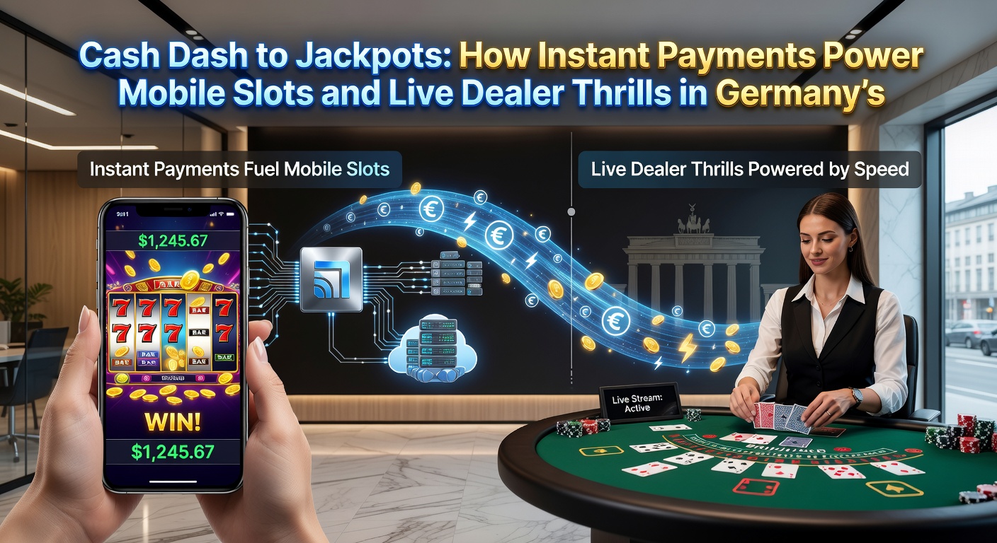 Live-Dealer-Tisch auf Tablet mit Instant-Zahlungspfeilen und Jackpot-Anzeige in einem modernen deutschen Casino-Setting