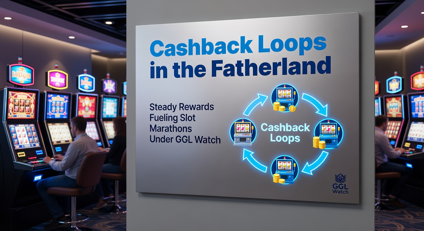 Grafik zeigt einen endlosen Cashback-Zyklus mit Slot-Maschinen und Münzen im deutschen Casino-Kontext